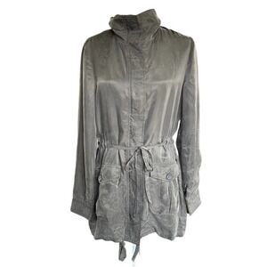 Ella Moss Army Green Utility Coat Cupro Outer Shell Size Small EUC